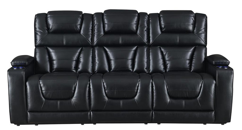 Global Furniture U1877 Power Reclining Sofa w/ Power Headrest in Blanche Black image