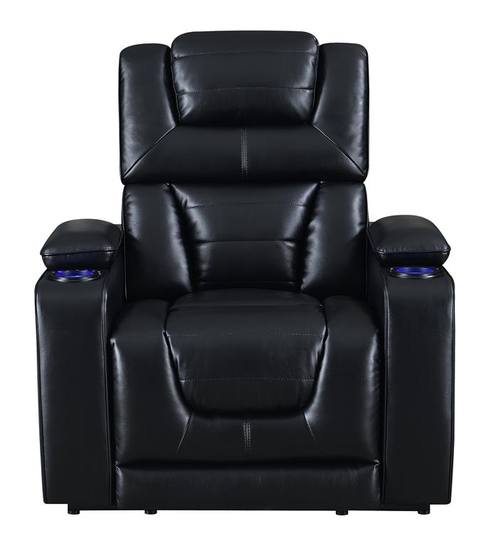Global Furniture U1877 Power Reclining Chair w/ Power Headrest in Blanche Black image