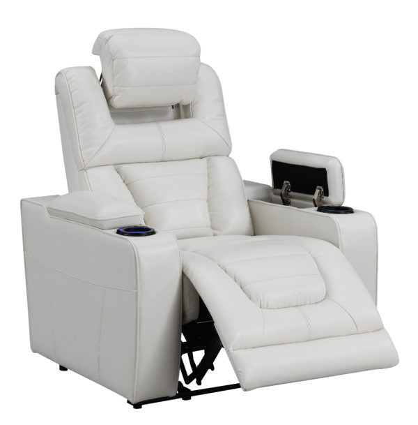 Global Furniture U1877 Power Reclining Chair w/ Power Headrest in Blanche White image
