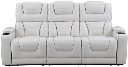 Global Furniture U1877 Power Reclining Sofa w/ Power Headrest in Blanche White image