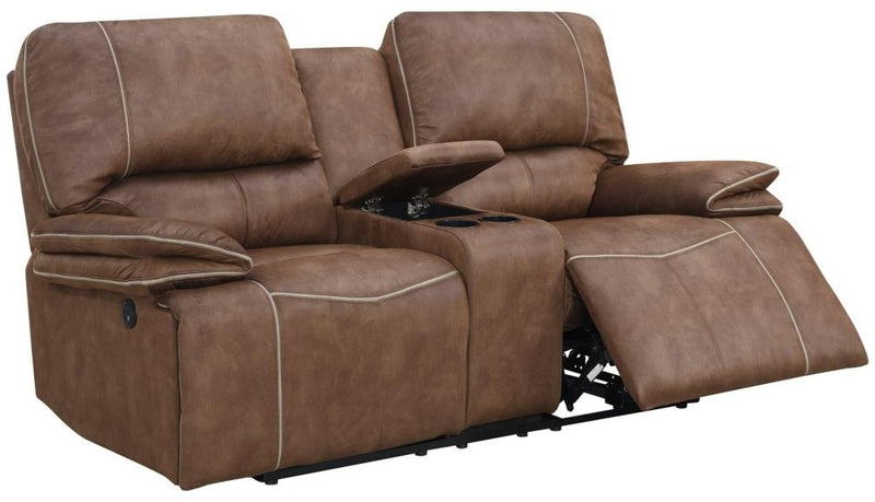 Global Furniture U8078 Power Console Reclining Loveseat in Sultry Dark Brown image