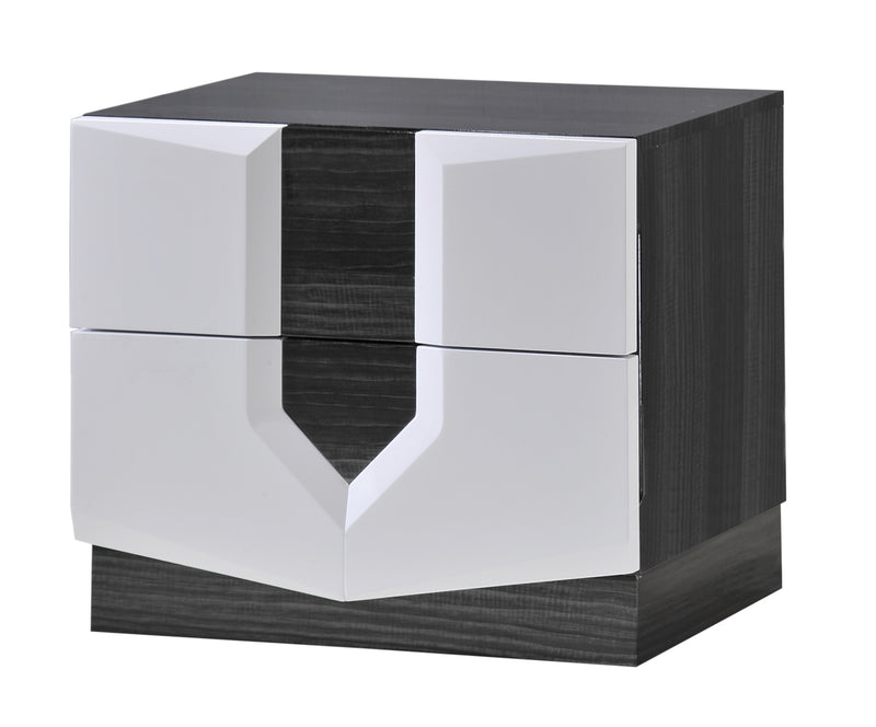 Global Furniture Hudson 2 Drawer Nightstand in Zebra Grey/White image